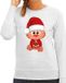 Bellatio Decorations Foute Kersttrui/sweater voor dames - all I want - taart - grijs - kerst poes XXL