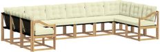 vidaXL Ensemble de salon d'angle 10 places Blanc et crème Acacia
