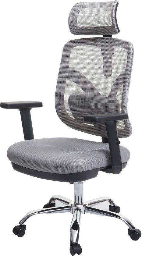MCW Bureaustoel MCW-J92, bureaustoel, ergonomisch, verstelbare lendensteun en armleuning ~ grijs