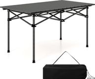 Merkloos / Sans marque Aluminium Campingtafel opvouwbaar, vouwtafel met oprolbaar tafelblad, klaptafel tuintafel met aluminium tafelblad voor 4 personen, incl. draagtas, 95 x 55 x 50 cm, zwart