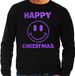 Bellatio Decorations Foute Kersttrui/sweater voor heren - Happy Christmas - zwart - glitter paars - Smile / Emoticon XL