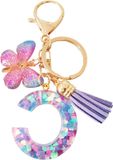 Allecto Plus - Porte-clés papillon pour sœur - Porte-clés personnalisé pour femme - Joli cadeau d'anniversaire - Porte-clés de sac - Avec initiale (violet-C)