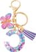 Allecto Plus - Porte-clés papillon pour sœur - Porte-clés personnalisé pour femme - Joli cadeau d'anniversaire - Porte-clés de sac - Avec initiale (violet-C)