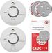 FireAngel ST-622 Rookmelderset + magnetische montagesets 2-pack - 10 jaar batterij - Wit