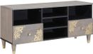 vidaXL TV Kast Grijs 100 x 33 x 46 cm Massief Mango Hout