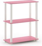Furinno 3-laags compacte vierkante buis multifunctioneel rek, hout, roze/wit, 28,96 x 59,94 x 75,18 cm