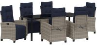 vidaXL Eettafel Set 7-delig Grijs Polyrattan
