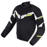 REBELHORN Flux Motorjack voor mannen, duurzame materialen, L-XTR-membraan, elleboog- en schouderbescherming, ventilatiezakken, reflecterende elementen, zwart/fluo-geel., XS