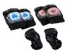 HUDORA Kinderen & volwassenen beschermers set, maat S | Optimale zichtbaarheid op schaatsen, scooter, MTB dankzij 11 LED-lichten | Incl. elleboogbeschermer, kniebeschermers & polsbeschermer, zwart, S