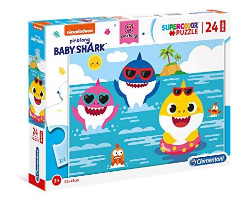 Clementoni - 28519 - Supercolor puzzel - Baby Shark - 24 maxi-delen - Made in Italy - puzzel kinderen 3 jaar +