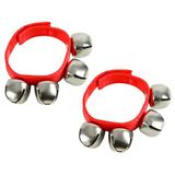A-Star Wrist Jingle Sleigh Bells met Nylon Band - Paar - Rood