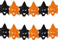 Merkloos / Sans marque Fest-Dekor Gmbh Set van 2x stuks Halloween/Horror thema heksen/vogelverschrikkers slinger oranje/zwart 3 meter brandvertragend papier
