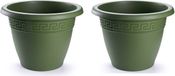 3x Pots de fleurs ronds vert foncé - 18 cm - Plastique