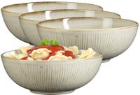 Mica Decorations Pasta bord Nusa - 8x - creme kleur - 17 x 6 cm - keramiek - diep bord
