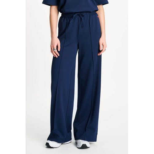 POM Amsterdam wide leg high waist broek donkerblauw