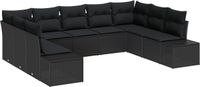 vidaXL - Tuinbank - Set - 9 - st - 8-Aantal - zitplaatsen - Zwart - Polyrattan