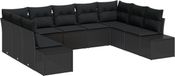 vidaXL - Tuinbank - Set - 9 - st - 8-Aantal - zitplaatsen - Zwart - Polyrattan