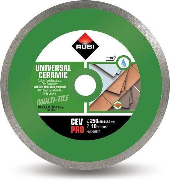 Rubi PRO Serie - Diamantschijf - 250mm - Voor Natte Snede - Hoge Precisie
