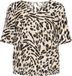 Ichi Leopard Print V-Neck Blouse Wo - Beige