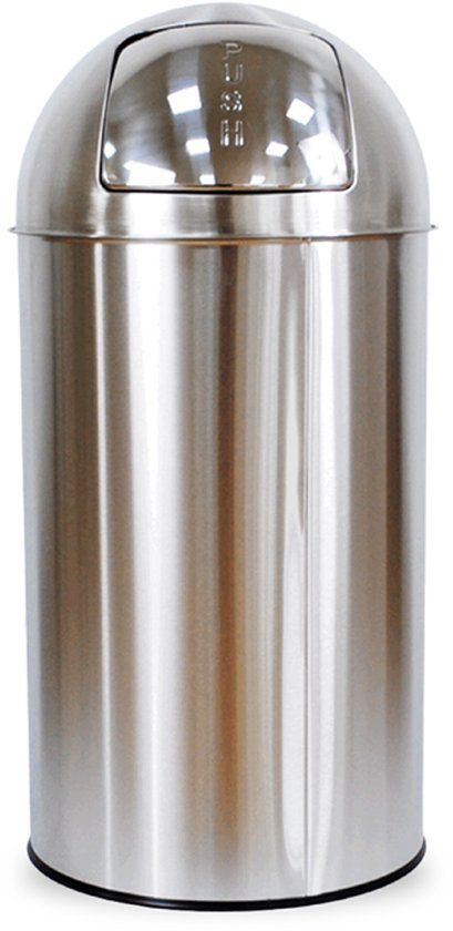 BRASQ Push Bin - 30 Liter Stainless Steel Trash Can with Removable Inner Bucket