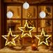OEM Set van 3 LED-sterren, elk met 10 LED's, warmwit licht, met timer, geschikt voor ramen