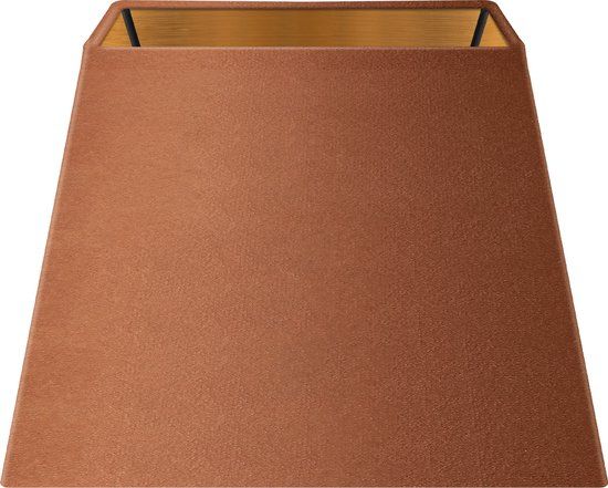Home Sweet Home Fluweel - Velvet Lampenkap - Rechthoek - Bruin + goud - Luxe stijl - 20 x 20 x 14 cm - E27 fitting