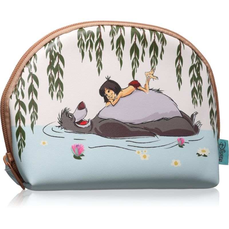 MAD Beauty Disney The Jungle Book make-uptas, 22,5 cm, tropisch beige ontwerp met mowgli en baloe, perfect voor huidverzorgingsbenodigdheden, met kwastjes ritssluiting, ideaal cadeau voor Disney