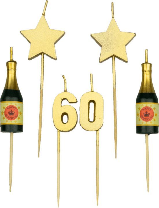 Gouden taartkaars 60 jaar - Verjaardagsdecoratie
