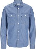 Jack & Jones Denim overhemd Comfort Fit Lange Mouw Biologisch Katoen Klassieke Kraag Borstzak Effen Regular Fit Mannen XL Lichtblauw Denim