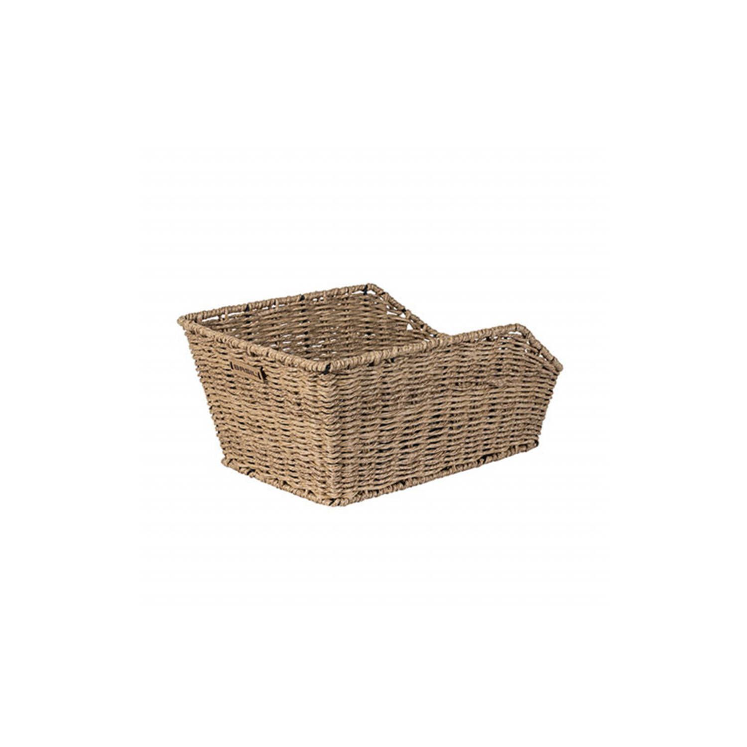 Panier Vélo Arrière Basil Cento – Rotin Synthétique, 22 L, Système MIK Verrouillable, Marron, Résistant Aux Intempéries