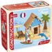 JEUJURA Houten bouwspeelgoed: strandhuisje, 55 onderdelen, inclusief vloerkleed en accessoires. Afmetingen: 22x18,5x8,5 cm