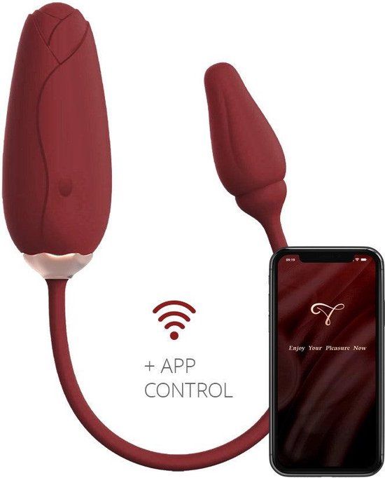 Viotec Flora Draagbare Vibrator met App Bediening Wijnrood