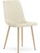 LEOBERT Eetkamerstoel TURIN - Lichtbeige fluweel - Eikenlook poten - Modern design