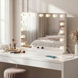 Bayt Spiegel met Verlichting - Make Up Spiegel met Verlichting - Hollywood Spiegel met verlichting - Dimbaar - 58x46cm - Wit