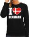 Bellatio Decorations I love Denmark supporter sweater / trui voor dames - zwart - Denemarken landen truien - Deense fan kleding dames XS