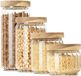 Sans marque Pots de stockage côtelés - hermétiques et empilables - 4 pièces - verre