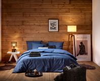 De Witte Lietaer Dekbedovertrek Laura Blue Indigo - Eenpersoons - 140 x 200/220 cm - Katoen Flanel