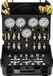 JCB Hydraulic Pressure Test Kit, 10/100/250/400/600 Bar, 5 Gauges, 13 Couplings, 14 Tees, 5 Test Hoses, Excavator Gauge Set with Carry Case for Tractors and Machines
