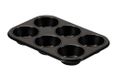 Formegolose Muffinvorm voor 6 Muffins (18,5 x 27 cm) 89906FG, Staal met Dubbele Anti-Aanbaklaag, Zwart