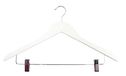 Ordinett Set van 2 houten kleerhangers met clips, wit, ideaal voor broeken en rubber, lengte 44 cm