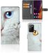 Samsung Galaxy Note20 Ultra Housse de téléphone avec porte-cartes Chat blanc