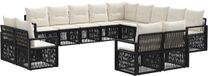 vidaXL Banc de jardin - Ensemble - 13 places assises - Noir - Polyrattan