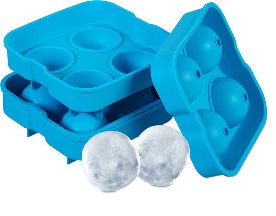Merkloos Relaxdays Siliconen Ijsklontjesvorm - Set van 2 - Blauw