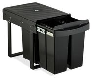 Poubelle encastrable poubelle de tri sélectif - 3 compartiments 20 + 10 + 10 litres - Extensible - Noir - 41,3 x 34 x 51,8 cm