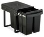 Poubelle encastrable poubelle de tri sélectif - 3 compartiments 20 + 10 + 10 litres - Extensible - Noir - 41,3 x 34 x 51,8 cm