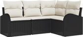 vidaXL Salon de jardin polyrattan noir et blanc