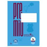 Staufen Premio oefenboek, 4 notitieboekjes, elk 16 vellen, DIN A4, 3R ruling (21 dubbele lijnen met marges), 90 g/m² gerecycled papier, ronde hoeken voorkomen ezeloren