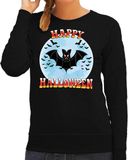 Bellatio Decorations Happy Halloween vleermuis verkleed sweater zwart voor dames - horror vleermuis trui / kleding / kostuum L