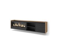Meuble TV effet bois noir et chêne 212x35x50cm cheminée effet feu XXL