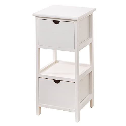 Baroni Home Nachtkastje - Wit - 2 Laden - 1 Plank - 30x30x61cm